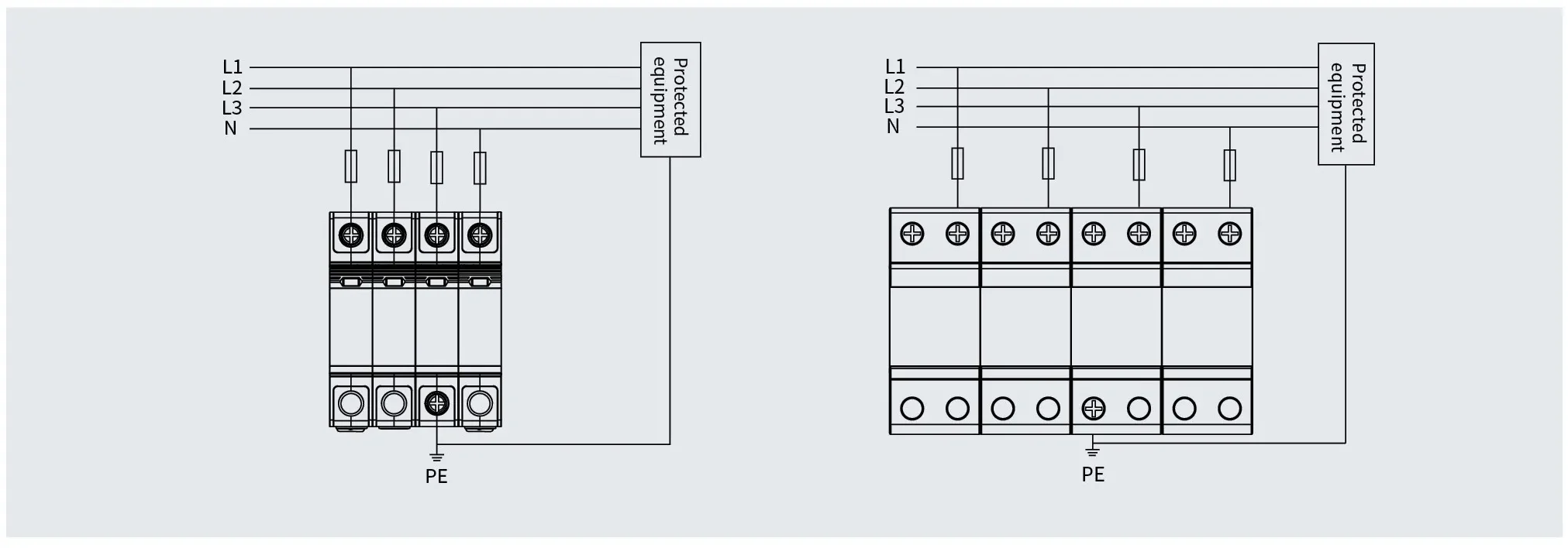 LT-60 to LT-160 SPD wiring diagram and connection