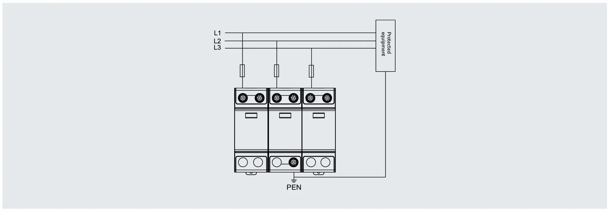 LT-T25 B+C 690V SPD wiring diagram and connection