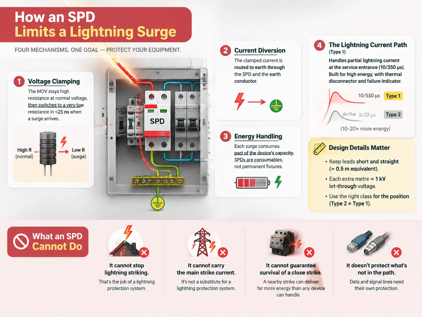 How an SPD Limits a Lightning Surge