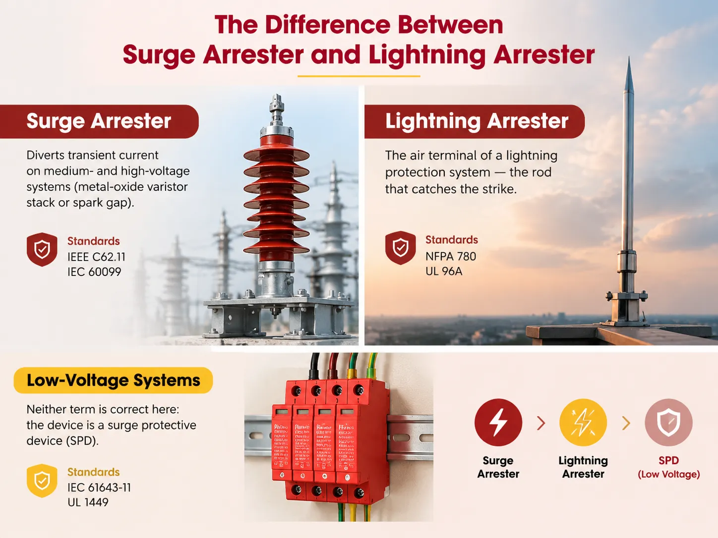 The Difference Between Surge Arrester and Lightning Arrester